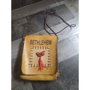 Small Faux Leather Bethlehem & Dove Crossbody Pouch Purse